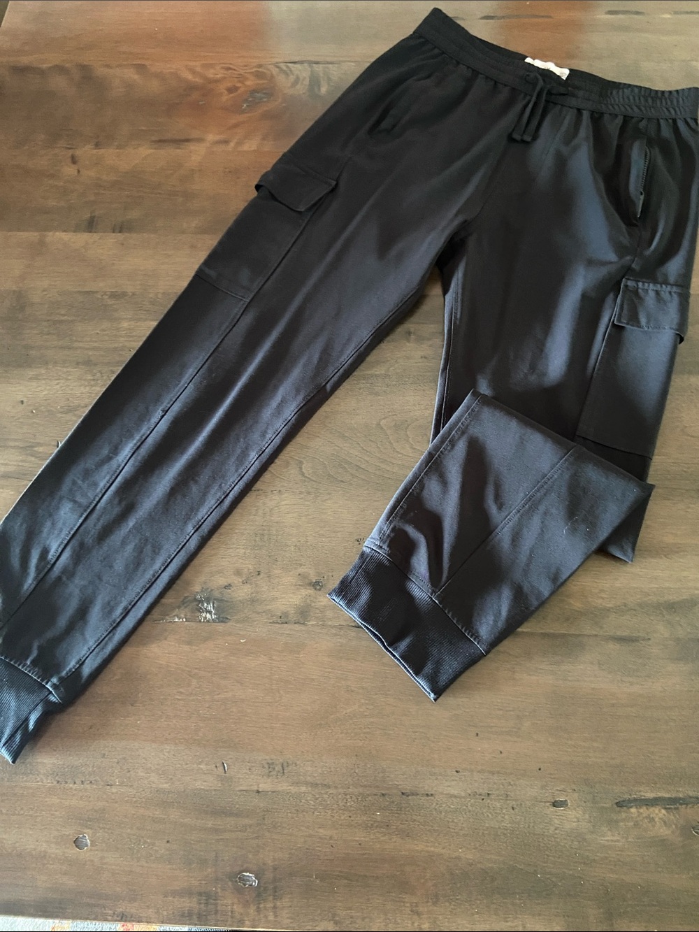 Kids Abercrombie Black Cargo Jogger Pants with Drawstring Waist